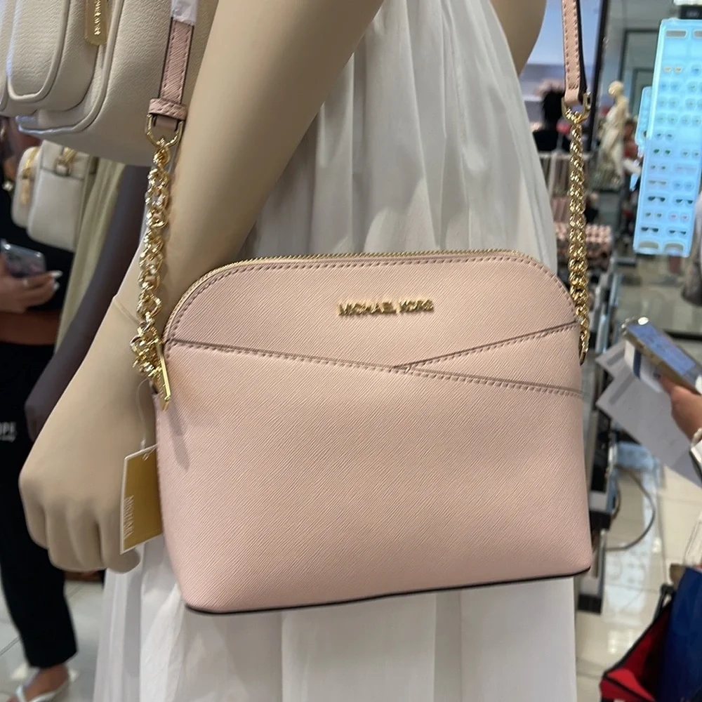 MICHAEL KORS Jet Set Travel Medium Dome Crossbody Bag Powder Blush  NWT